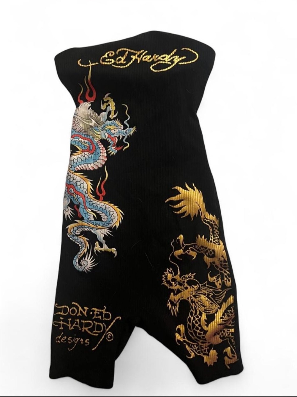 Ed Hardy Black Dragon Womens Strapless Romper